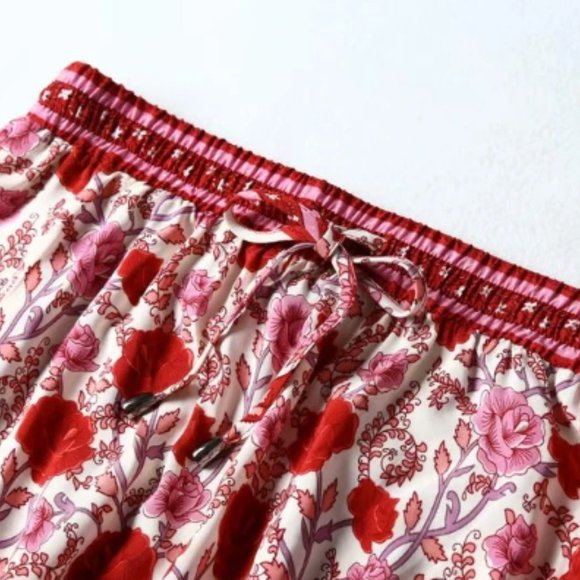 Rose Charm Boho Floral Print Midi Skirt - Picture 9 of 15